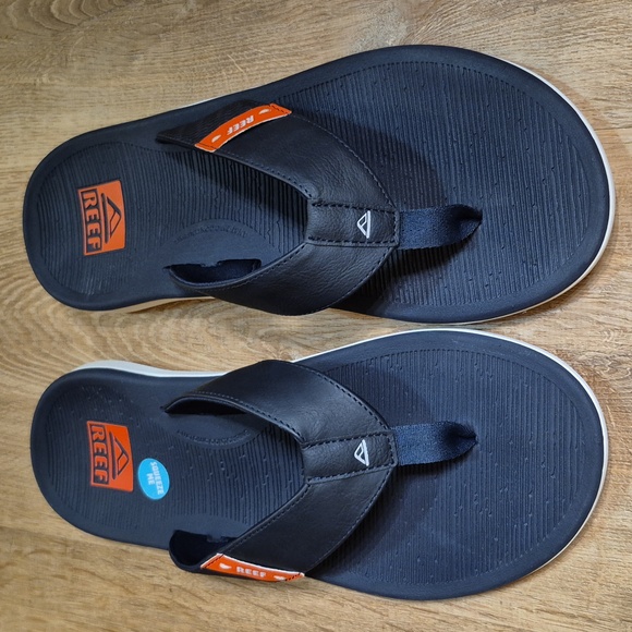 Men's Reef Santa Ana Arch Support  Flip-Flop Sandal Navy And White Size 14 NEW - Picture 1 of 5
